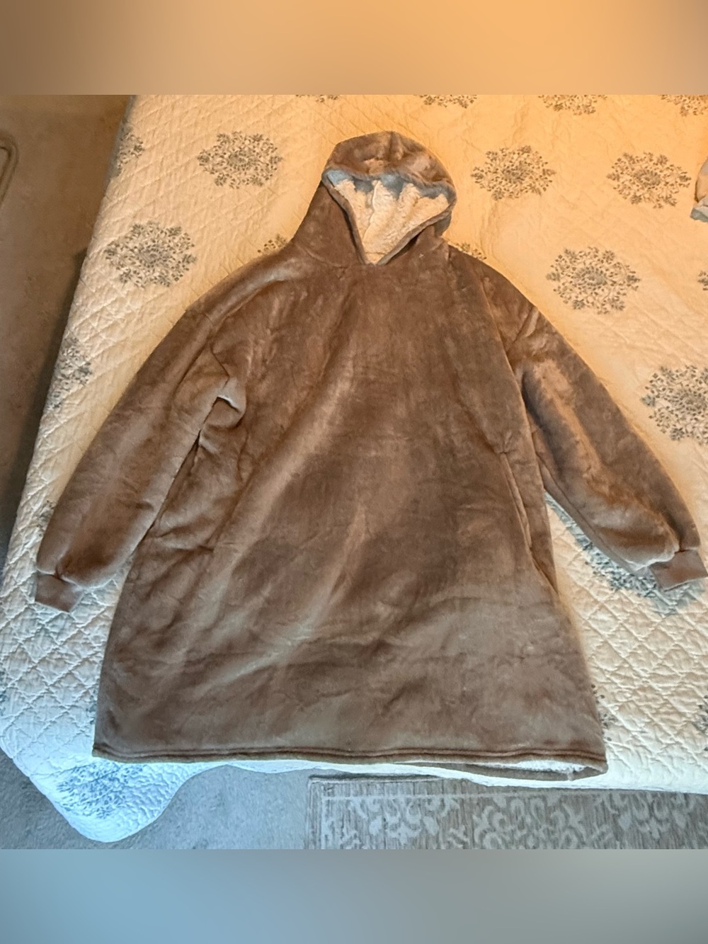 Cozy Plush Hooded Wearable Blanket - Taupe
